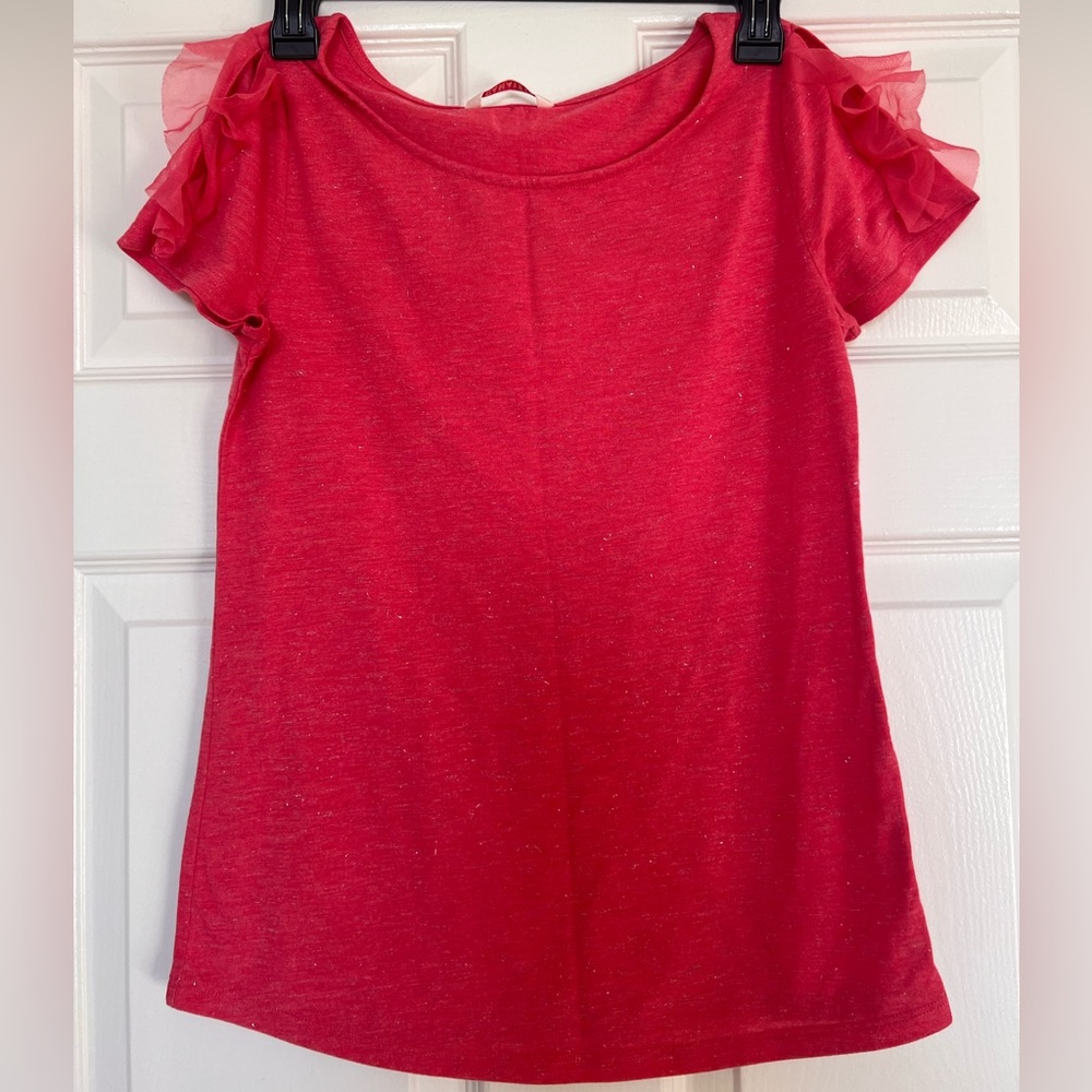 Women pink t-shirt sleeves embellishments size S imported from France